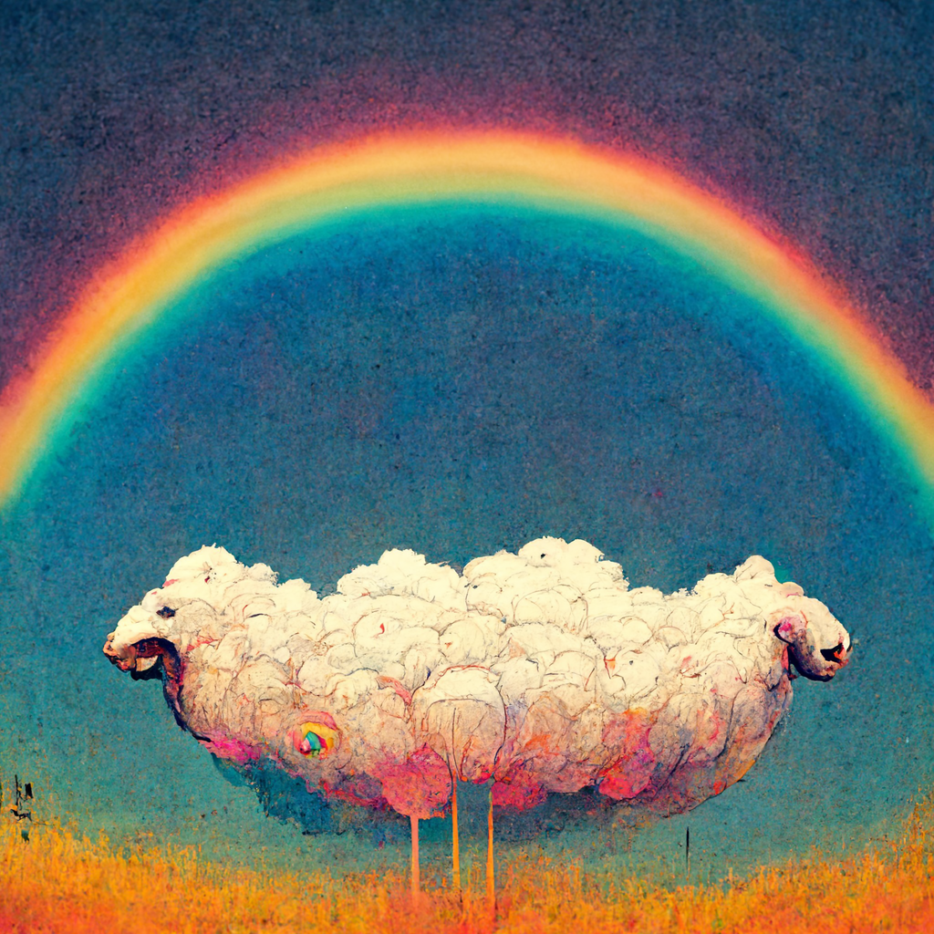 oveja sheep rainbow arco iris